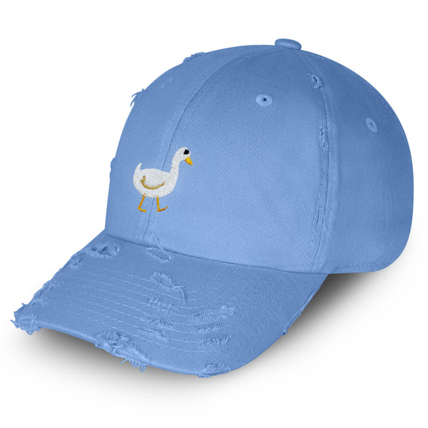 Duck Vintage Dad Hat Frayed Embroidered Cap Bird Lake