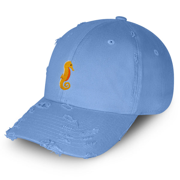 Seahorse Vintage Dad Hat Frayed Embroidered Cap Ocean Sea, Fish