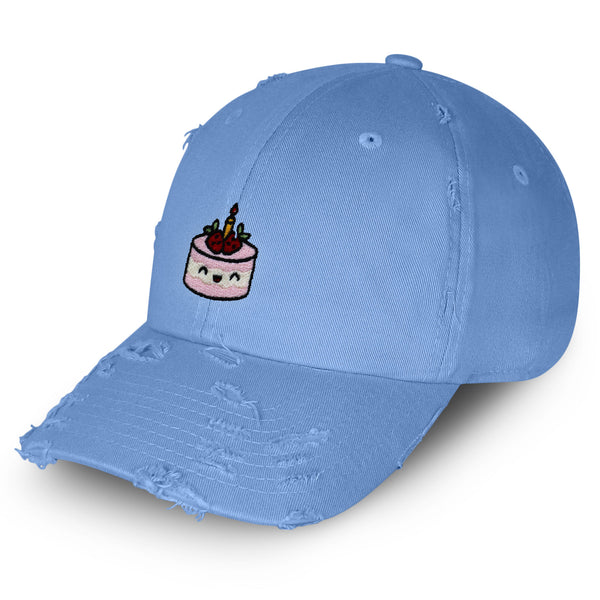 Cake Vintage Dad Hat Frayed Embroidered Cap Birthday Foodie