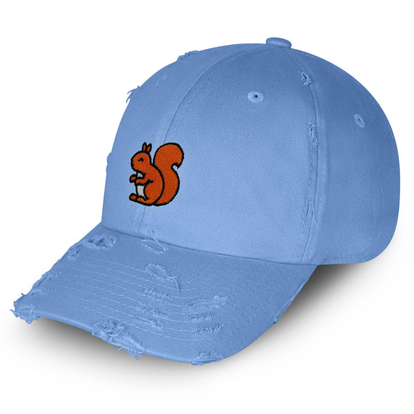 Squirrel Vintage Dad Hat Frayed Embroidered Cap Hamster Chipmunks