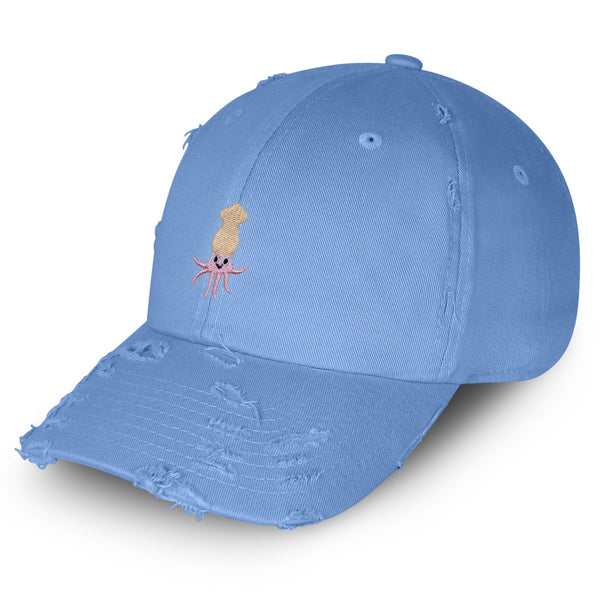 Squid Vintage Dad Hat Frayed Embroidered Cap Game Ocean