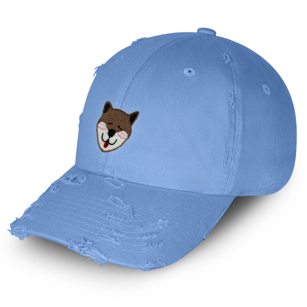 Shiba Vintage Dad Hat Frayed Embroidered Cap Dog Puppy