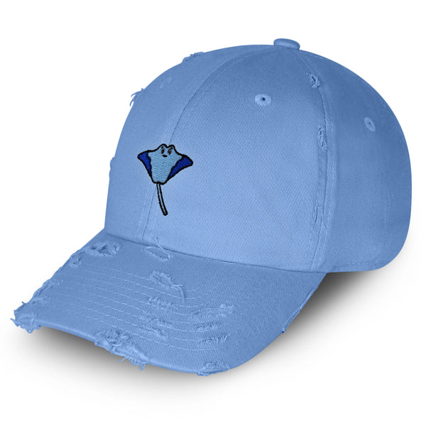 Stingray Vintage Dad Hat Frayed Embroidered Cap Fishing Ocean