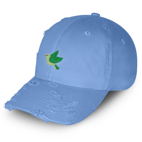 Bird Vintage Dad Hat Frayed Embroidered Cap Green