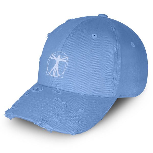Vitruvian Man Vintage Dad Hat Frayed Embroidered Cap Da Vinci