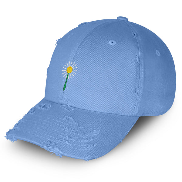 Dandelion Vintage Dad Hat Frayed Embroidered Cap Flower