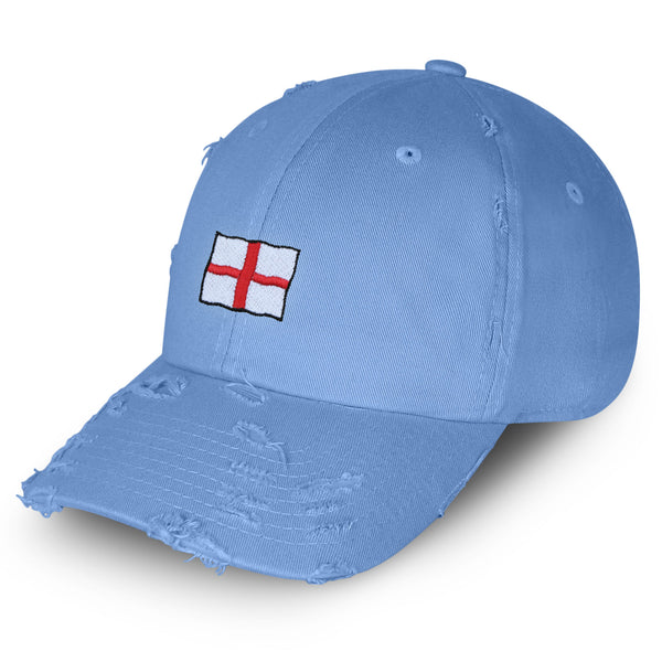 England Flag Vintage Dad Hat Frayed Embroidered Cap Fluttering