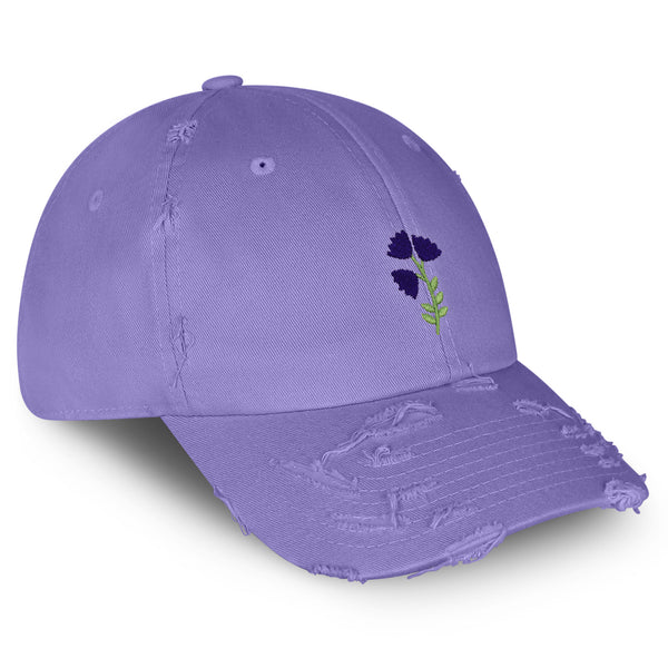 Purple flower Vintage Dad Hat Frayed Embroidered Cap Purple Floral