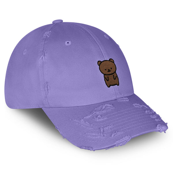 Bear Vintage Dad Hat Frayed Embroidered Cap Teddy Bear Brown