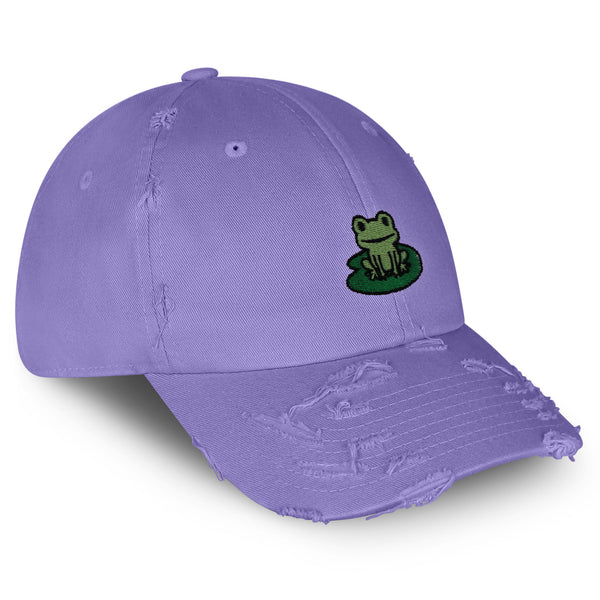 Frog Vintage Dad Hat Frayed Embroidered Cap Frog Pond, Frog