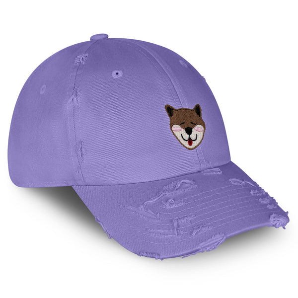 Shiba Vintage Dad Hat Frayed Embroidered Cap Dog Puppy