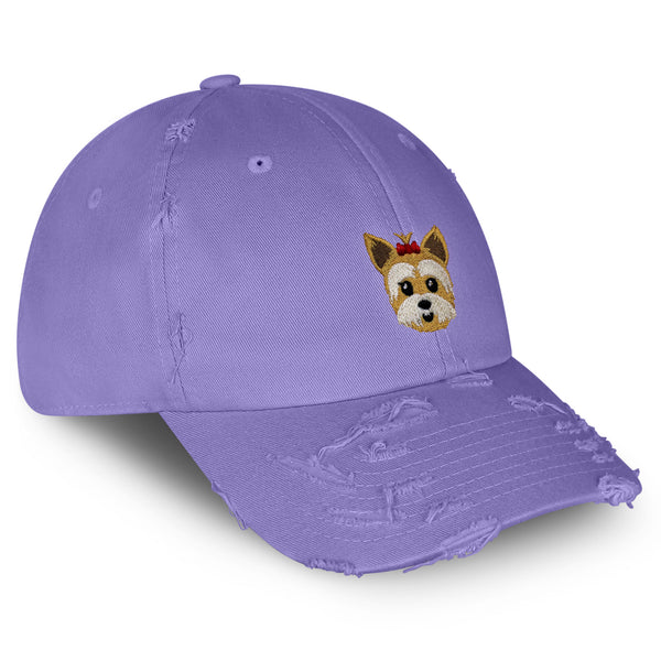 Yorkshire Terrier Vintage Dad Hat Frayed Embroidered Cap Puppy Yorkie