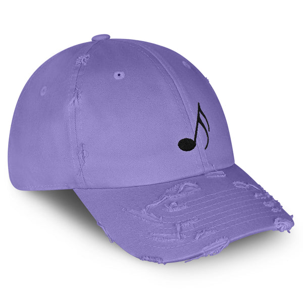 16th Note Vintage Dad Hat Frayed Embroidered Cap Music Symbol
