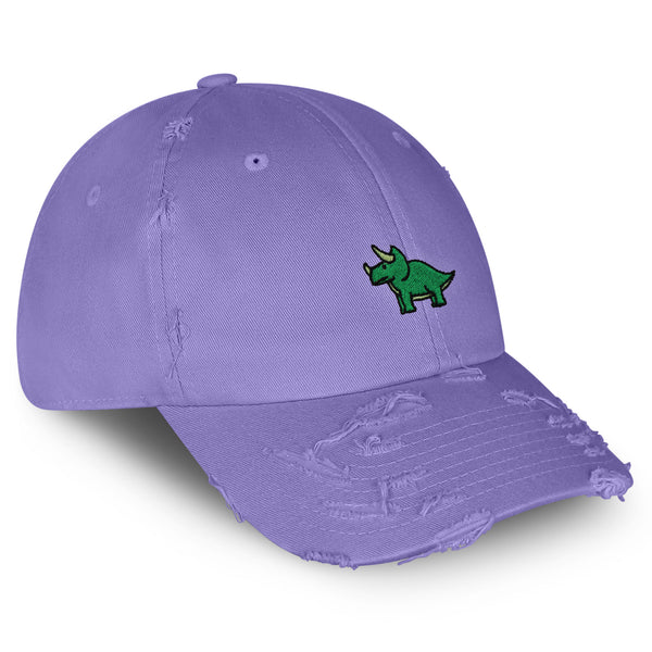 Triceratops Vintage Dad Hat Frayed Embroidered Cap Dinosaur