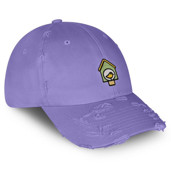 Birdhouse Vintage Dad Hat Frayed Embroidered Cap Cute