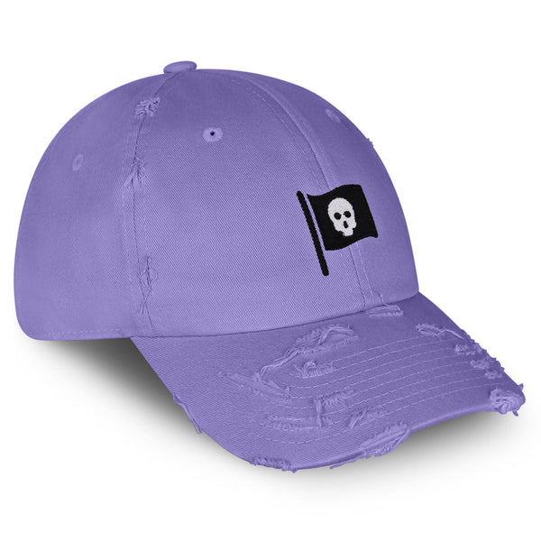 Skull Flag Vintage Dad Hat Frayed Embroidered Cap Pirate