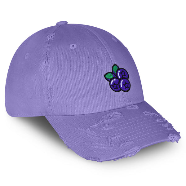 Blueberry Vintage Dad Hat Frayed Embroidered Cap Fruit