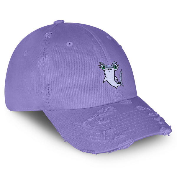 Hammerhead Shark Vintage Dad Hat Frayed Embroidered Cap Cute Fish