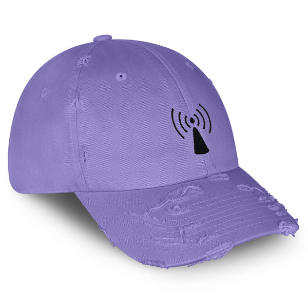 Wifi Vintage Dad Hat Frayed Embroidered Cap Signal Symbol