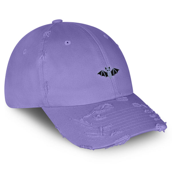 Bat Vintage Dad Hat Frayed Embroidered Cap Flying Bat