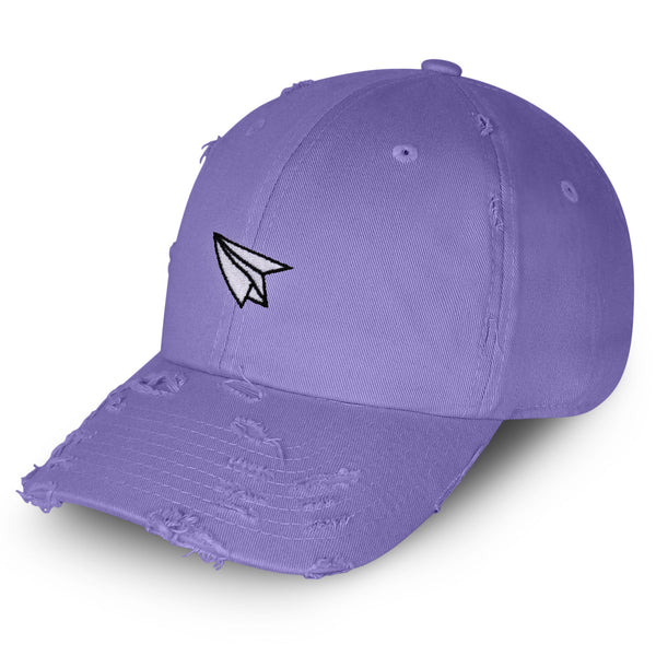 Paper Airplane Vintage Dad Hat Frayed Embroidered Cap Plane Sky