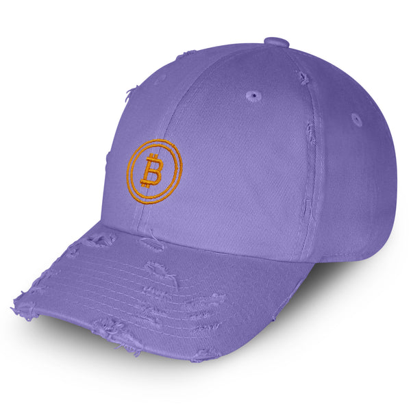 Bitcoin Vintage Dad Hat Frayed Embroidered Cap Cryptocurrency