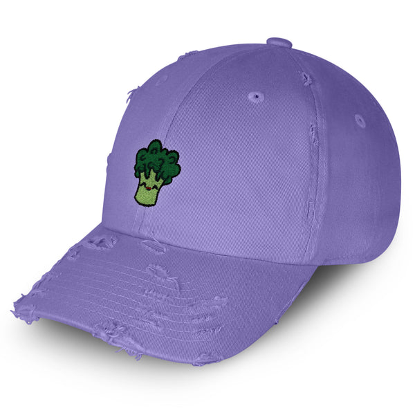 Broccoli Vintage Dad Hat Frayed Embroidered Cap Vegan Vegetable