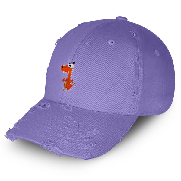 Funny Orange Dinosaur Vintage Dad Hat Frayed Embroidered Cap Kids Funny, Dino