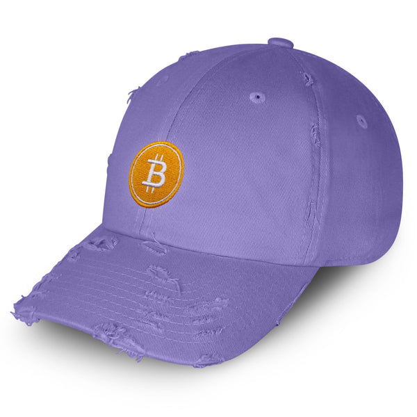 Bitcoin Vintage Dad Hat Frayed Embroidered Cap Cryptocurrency Investing