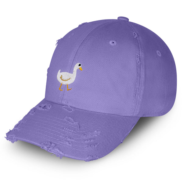 Duck Vintage Dad Hat Frayed Embroidered Cap Bird Lake