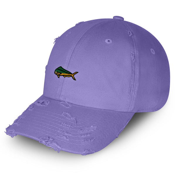 Mahi-Mahi Fish Vintage Dad Hat Frayed Embroidered Cap Fishing Ocean