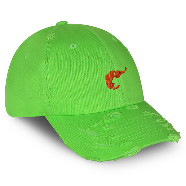 Shrimp Vintage Dad Hat Frayed Embroidered Cap Fishing Foodie, Ocean