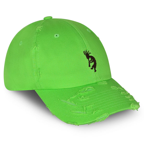 Kokopelli Vintage Dad Hat Frayed Embroidered Cap Indian Traditional