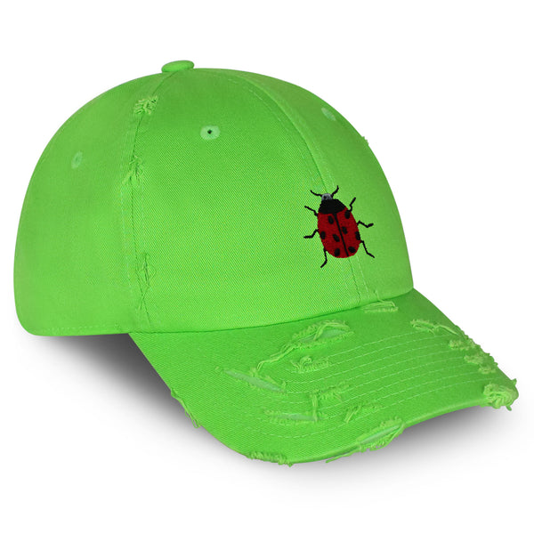 Ladybug Vintage Dad Hat Frayed Embroidered Cap Insect