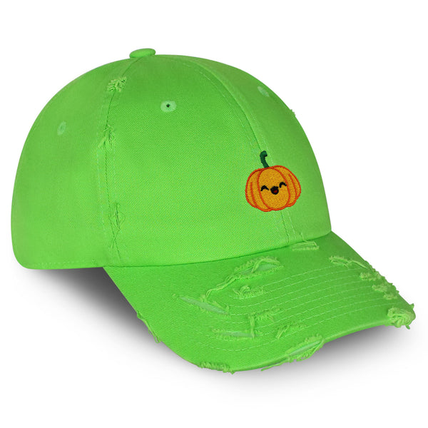 Pumpkin Vintage Dad Hat Frayed Embroidered Cap Halloween Jack