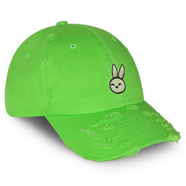 Cute Rabbit Vintage Dad Hat Frayed Embroidered Cap Bunny Zoo