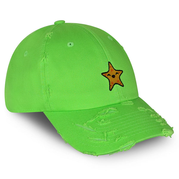 Starfish Vintage Dad Hat Frayed Embroidered Cap Ocean Fishing