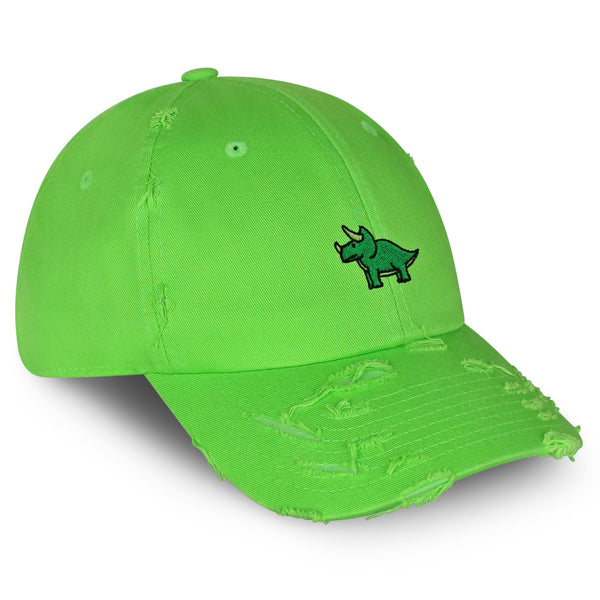 Triceratops Vintage Dad Hat Frayed Embroidered Cap Dinosaur