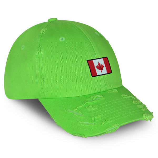 Canadian Flag Vintage Dad Hat Frayed Embroidered Cap Canada Logo