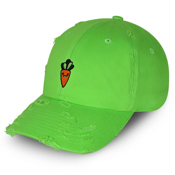 Smiling Carrot Vintage Dad Hat Frayed Embroidered Cap Vegetable Vegan