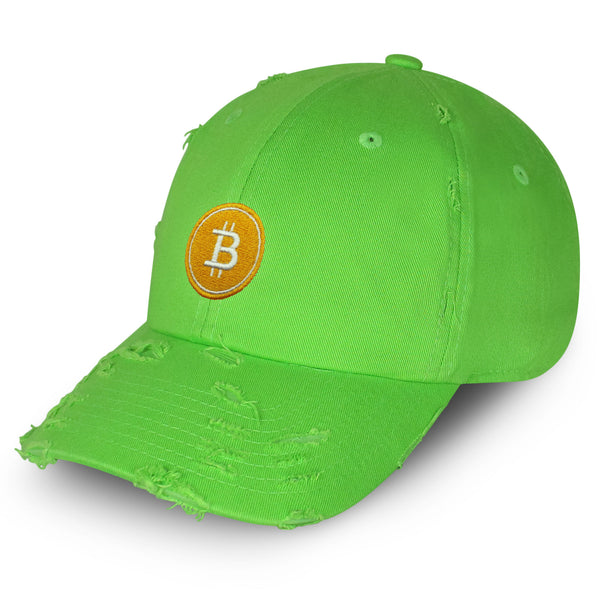 Bitcoin Vintage Dad Hat Frayed Embroidered Cap Cryptocurrency Investing