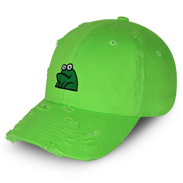 Frog Vintage Dad Hat Frayed Embroidered Cap Funny