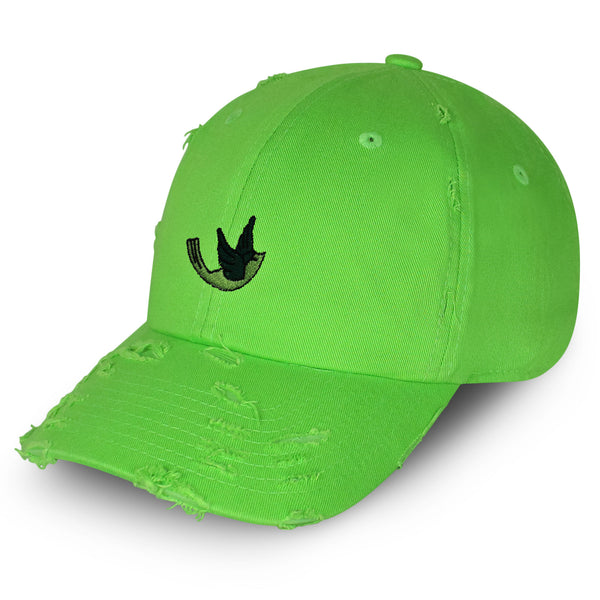 Green Bird Vintage Dad Hat Frayed Embroidered Cap Nature Animal