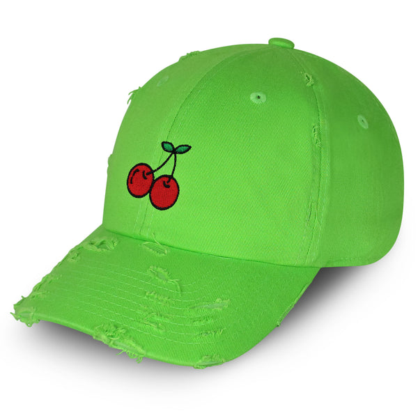 Cherries Vintage Dad Hat Frayed Embroidered Cap Fruit