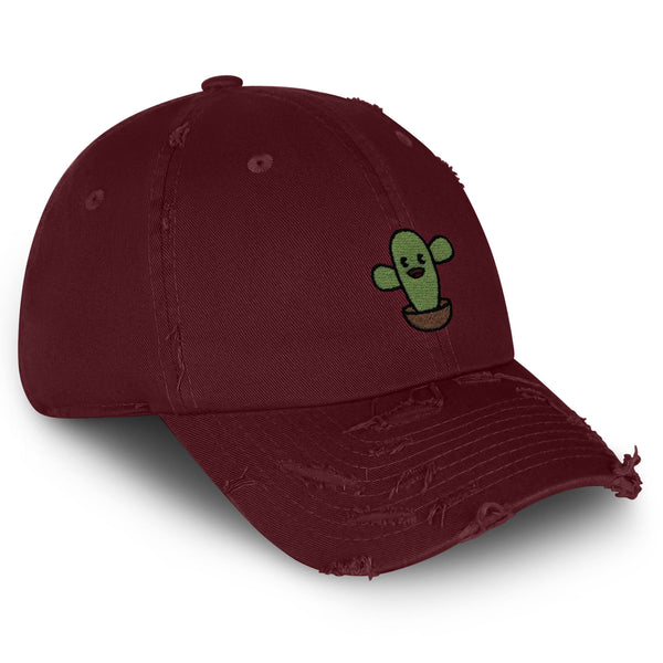 Cute Cactus Vintage Dad Hat Frayed Embroidered Cap Desert