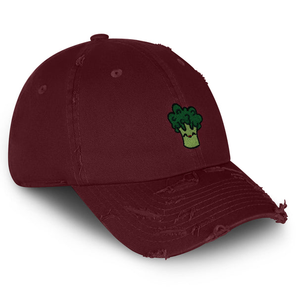 Broccoli Vintage Dad Hat Frayed Embroidered Cap Vegan Vegetable