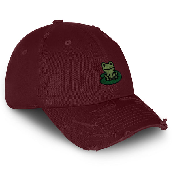 Frog Vintage Dad Hat Frayed Embroidered Cap Frog Pond, Frog