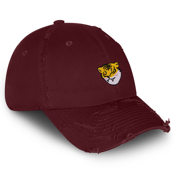 Tiger Vintage Dad Hat Frayed Embroidered Cap Scary Zoo