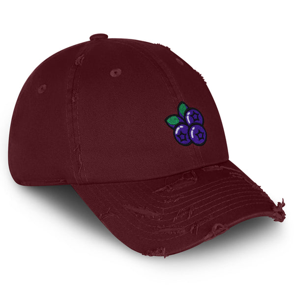 Blueberry Vintage Dad Hat Frayed Embroidered Cap Fruit