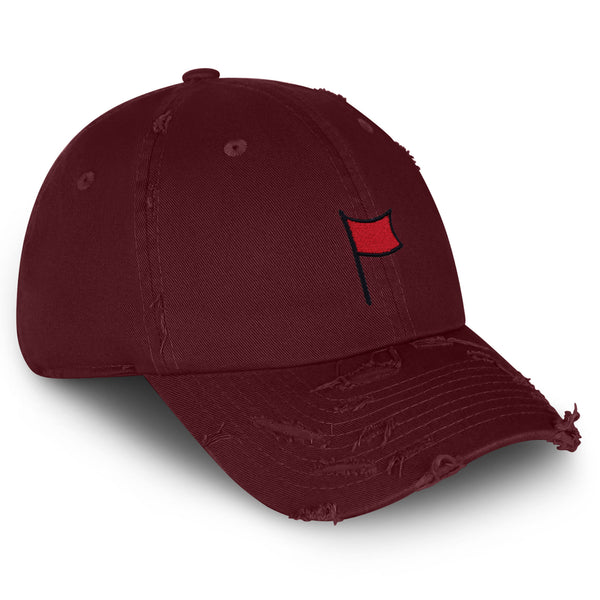 Red Flag Vintage Dad Hat Frayed Embroidered Cap Symbol